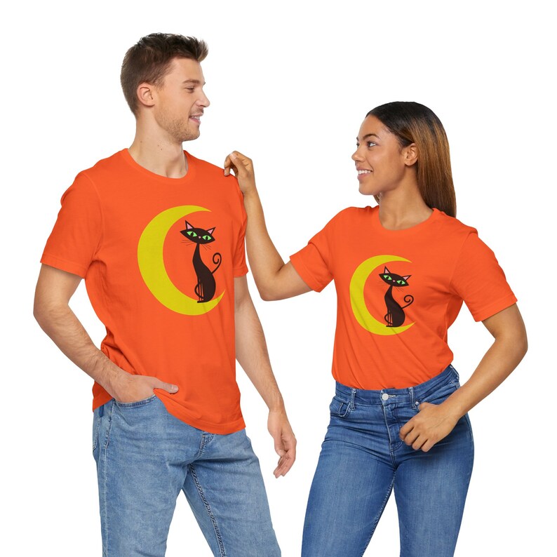 Fun Halloween Cat Tee, Unisex, Midcentury Space Age Atomic Kitten, 1950's Black Cat, Halloween T-shirt, Spooky Season Cat Lover Shirt image 9