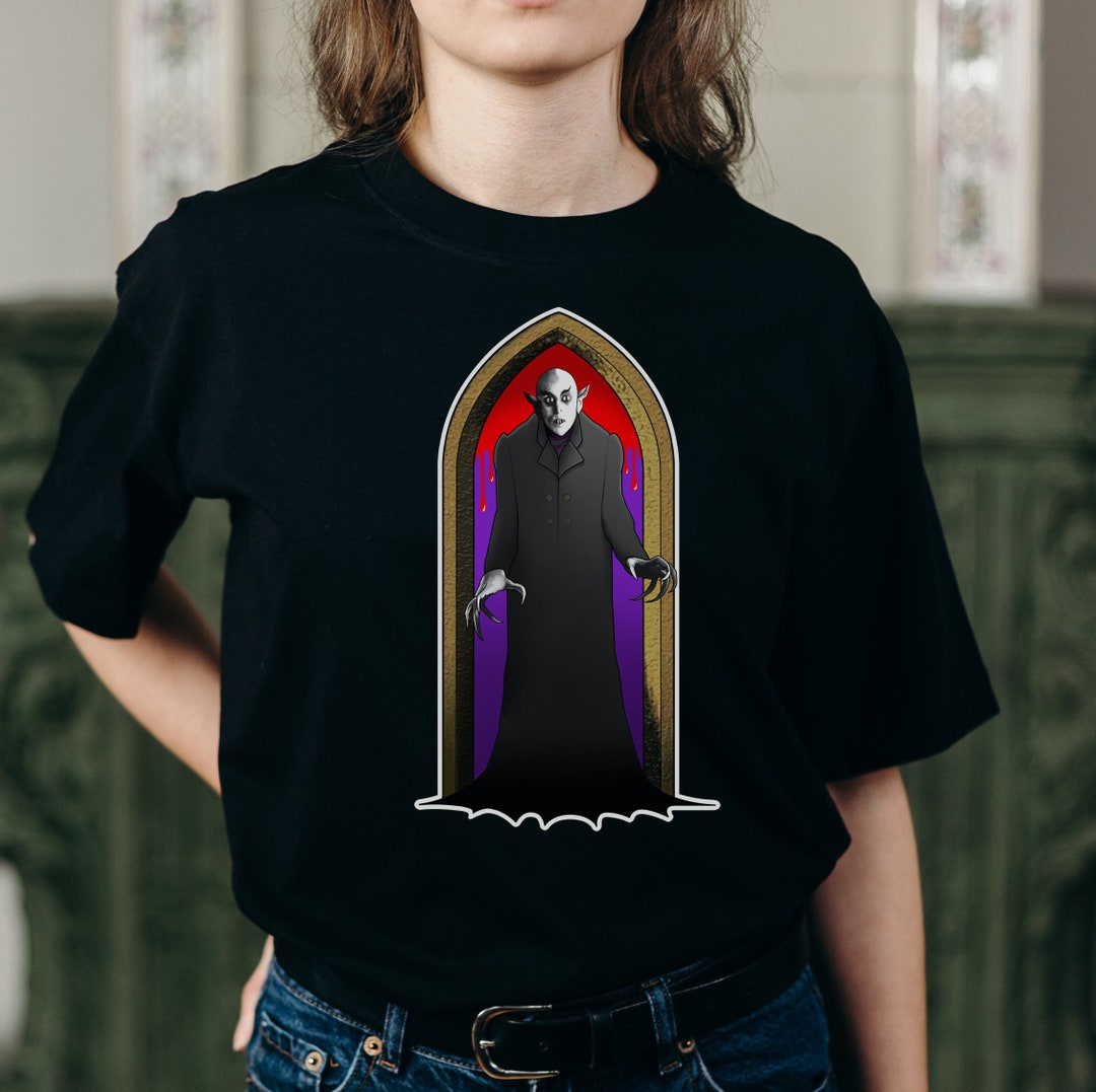 T-shirt Homme Gothique Nosferatu Vampire - 100% Coton - Coupe Classique - Taille M Noire - Lavable 30°C