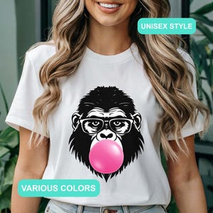 Funny Monkey Bubble Gum Shirt, Animal Lover Shirt, Cool Gifts For Him, Funny Animal Shirt, Graphic Shirts, Monkey Shirt, Best Seller Shirts
