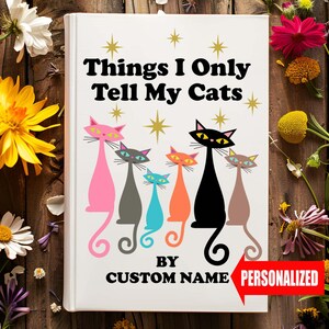 Cahier cartonné personnalisé drôle amoureux des chats avec nom personnalisé, cadeau amusant pour maman chat, cadeau humoristique, cahier de soins personnels, journal de guérison
