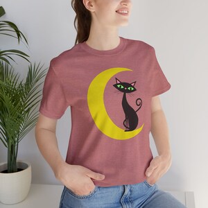 Fun Halloween Cat Tee, Unisex, Midcentury Space Age Atomic Kitten, 1950's Black Cat, Halloween T-shirt, Spooky Season Cat Lover Shirt image 8