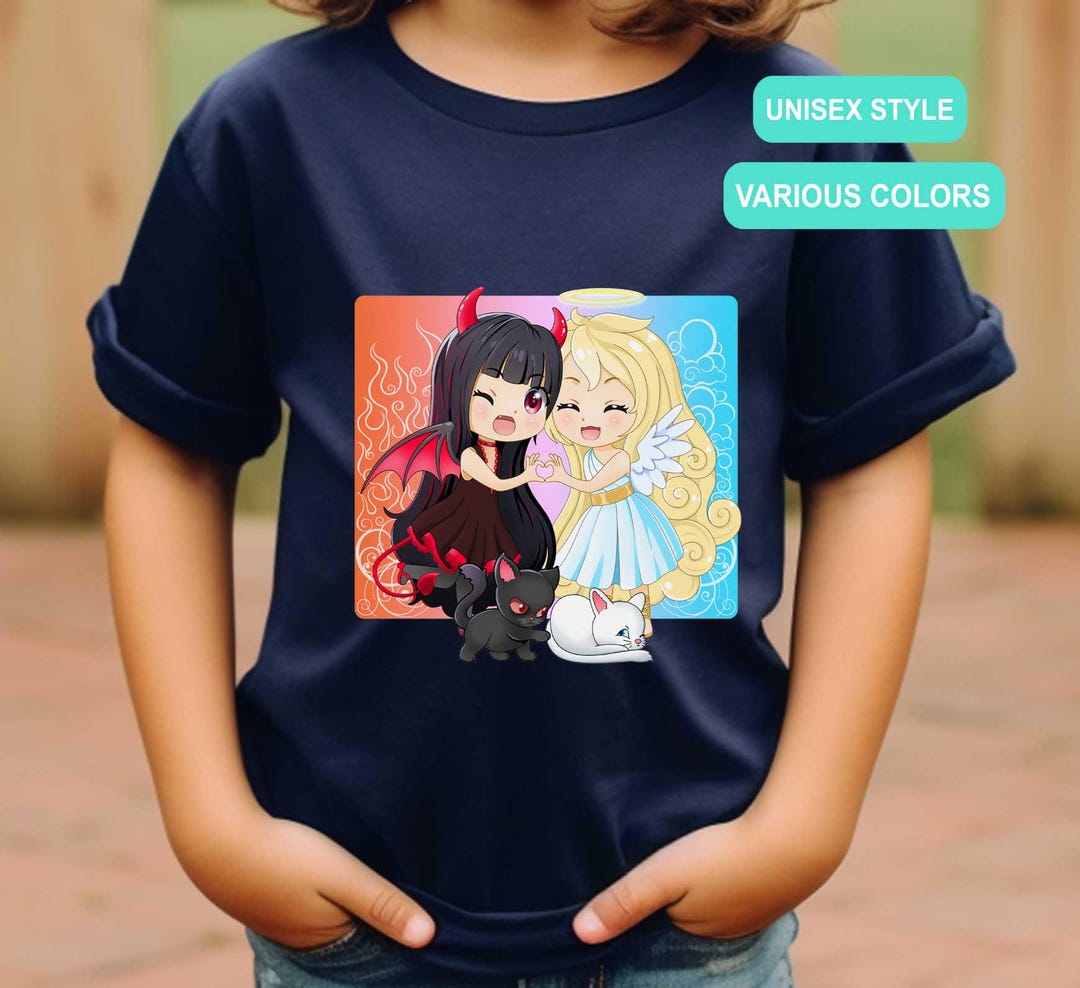 Angel & Devil Chibi Anime Kids Heavy Cotton™ Tee, Unisex, Anime