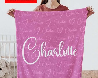 Personalized Name Blanket for Your Daughter, Customized Name Baby Blankets for Girls, Baby Name Blanket. Great Gift for Birthday, Christmas