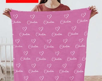 Personalized Name Blanket for Your Daughter, Customized Name Baby Blankets for Girls, Baby Name Blanket. Great Gift for Birthday, Christmas