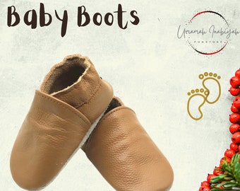 Handgemachte Babyschuhe aus echtem Leder | Atmungsaktives Obermaterial | Hochwertige First Walker Babyschuhe | Anti-Rutsch | Baby Brogues | Baby Oxford Schuhe