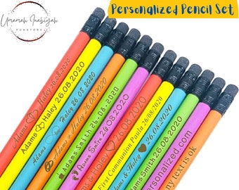 Personalisiertes Bleistift Set, Personalisierte Bleistifte, Gravierte Bleistifte Geschenk für Lehrer Bleistiftsocke Student Name Pencil