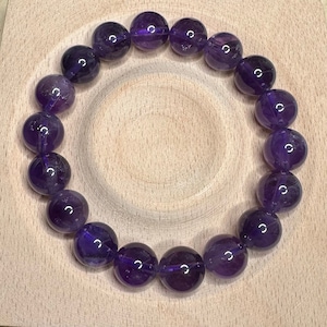 Amethyst Bracelet-11mm and 12mm Natural Purple Amethyst-February Birthstone-Purple Stone Crystal-Genuine Amethyst-Natural Amethyst