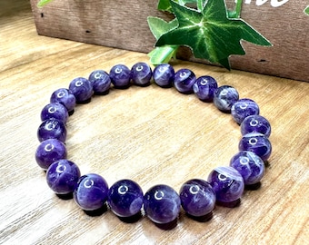 Dream amethyst Chevron amethyst bracelet (9mm bead size) for men and women Handmade natural gemstone crystal bracelets Elastic bracelet