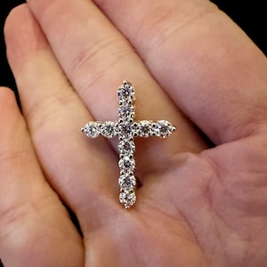 Moissanite Diamond 925 silver Diamond Cross Pendant/Wedding /Anniversary, Birthday, Christmas gift for her with GRA certificate