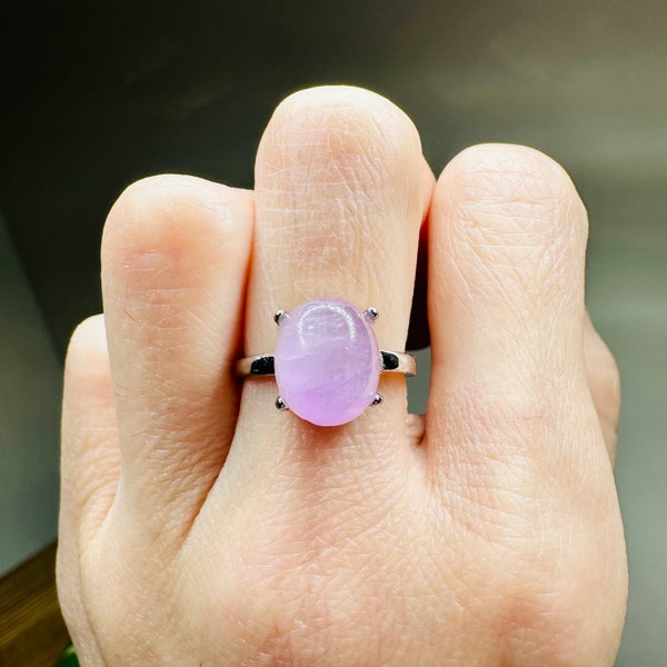 Natural Kunzite ring , adjustable ring, healing crystal ring, birthstone, calming stone, pink crystal ring, pink kunzite, self love energy