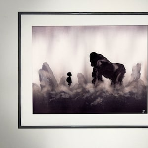 Pittura ad acquerello originale, Il ragazzo e la bestia