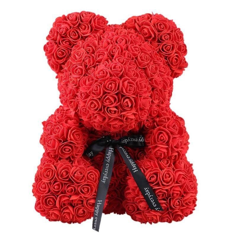 Regalo per La Festa Della Mamma, Orso Rosa Regali per Lei, Rose Teddy Bear  con luci, Cute Flower Bear, Regali di compleanno per Ragazza con Confezione  Regalo Trasparente e Biglietto d'amore 