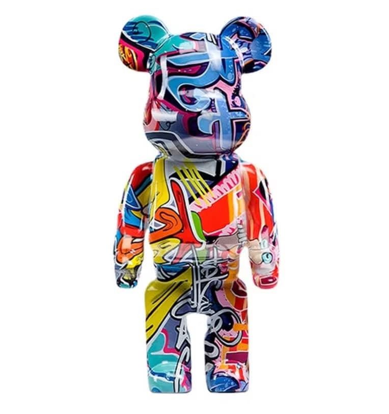 Artistic Colourful Graffiti Bear Brick Sculpture Nordic Home Decor