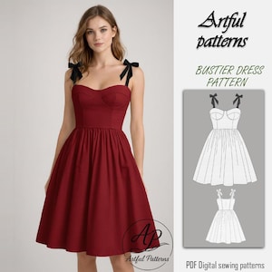 Strapless dress pattern| sewing Pattern|Bustier pattern|corset dress pattern|Bustier mididress|sewing patterns for women