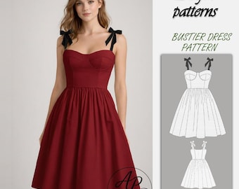 Strapless dress pattern| sewing Pattern|Bustier pattern|corset dress pattern|Bustier mididress|sewing patterns for women