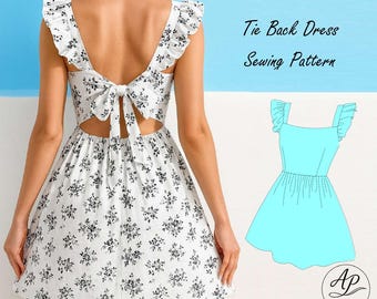 Tie Back Dress Sewing Pattern | dress pattern| Summer Dress Pattern | Dress Sewing Pattern | Women Dress Pattern | Sewing Patterns for Women