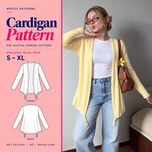 Cardigan Pattern: Beginner Friendly PDF Sewing Guide (Sizes S-XL)