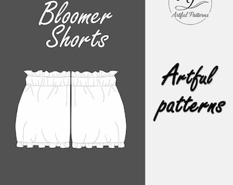 Schnittmuster für Damen-Bloomers (PDF) | Schnittmuster für kurze Shorts | Einfaches Schnittmuster für Anfänger | Elastischer Bund | XXS–7XL | A0 A4 US + Anleitung