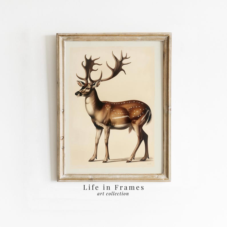 Vintage Deer Poster | Printable Woodland Animal Wall Art | Antique ...