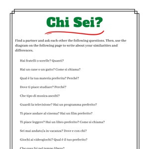Chi sei Italian conversation worksheet image 1