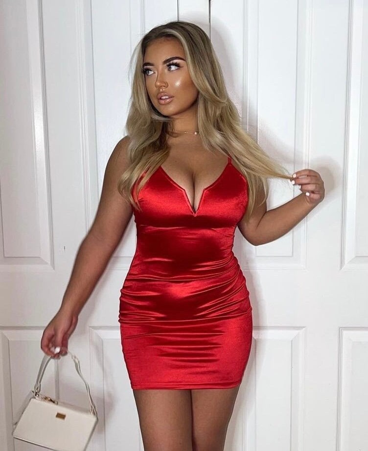 strapless open back dress Red Slinky Knot Front Ruched Dress