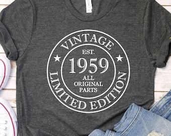 67th Birthday Shirt, Vintage 1959 All Original Parts Tee