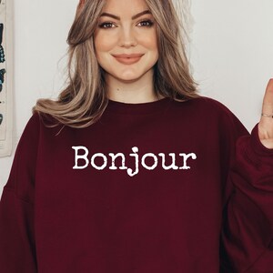 Bonjour Shirt, Hello Sweatshirt, French Sweatshirt, France Shirt, Hello Paris Shirt, Cute Gift, French Lover Shirt, Soft Comfy Sweat, LDA805