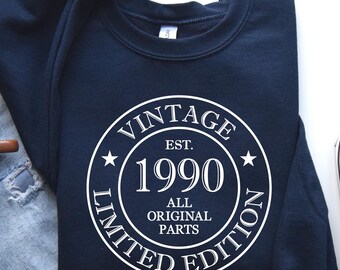 Vintage 1990 Birthday Sweatshirt, 36th Birthday Gift, A43