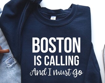 Boston Sweatshirt, "Boston Is Calling" Graphic, Unisex Hoodie
