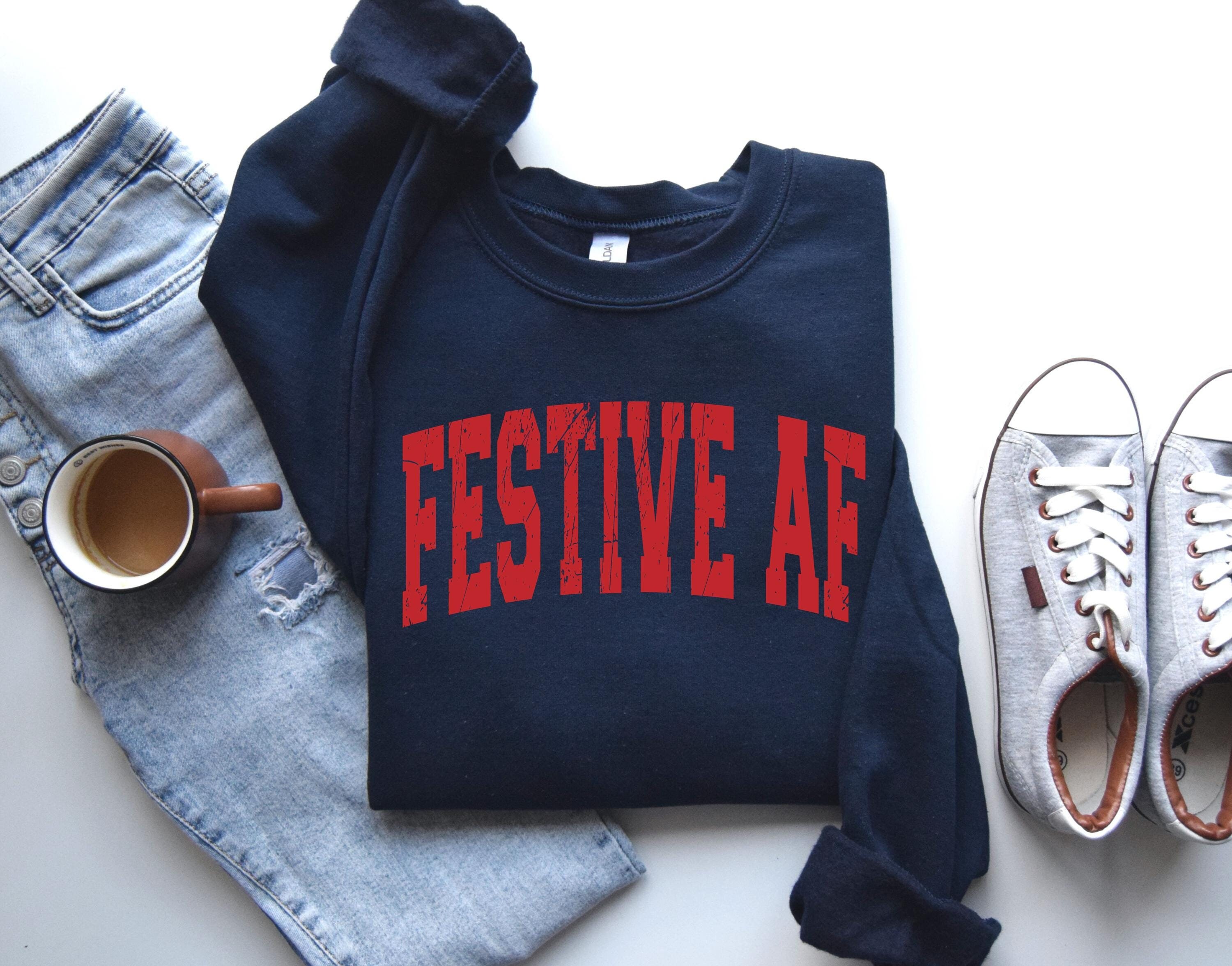 Festive AF Sweatshirt, Mom Christmas Hoodie, Funny Christmas Jumper, Christmas Sweatshirt, Annoyed Sweatshirt, Holiday Jumper. 0017P