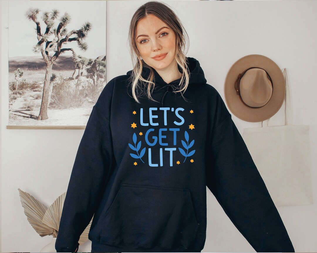 Let's Get Lit Hanukkah Hoodie, Funny Hanukkah Hoodie, Funny Christmas