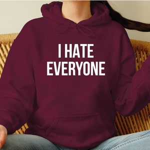 I Hate Everyone Sarcastic Hoodie, Funny Introvert Tee image 2