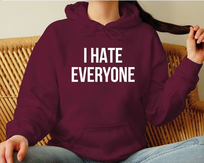 I Hate Everyone Sarcastic Hoodie, Funny Introvert Tee image 2