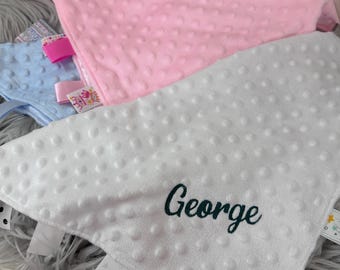 Personalized Taggy Comforter| Baby Sensory Blanket with Ribbons |Baby Comforter
