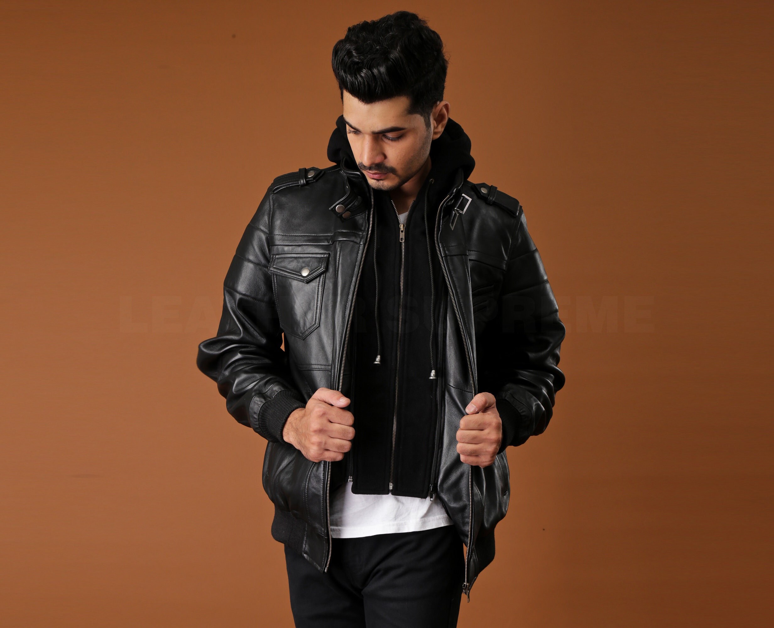 Vintage Oversized Leather Jacket Moto Inspired Style With