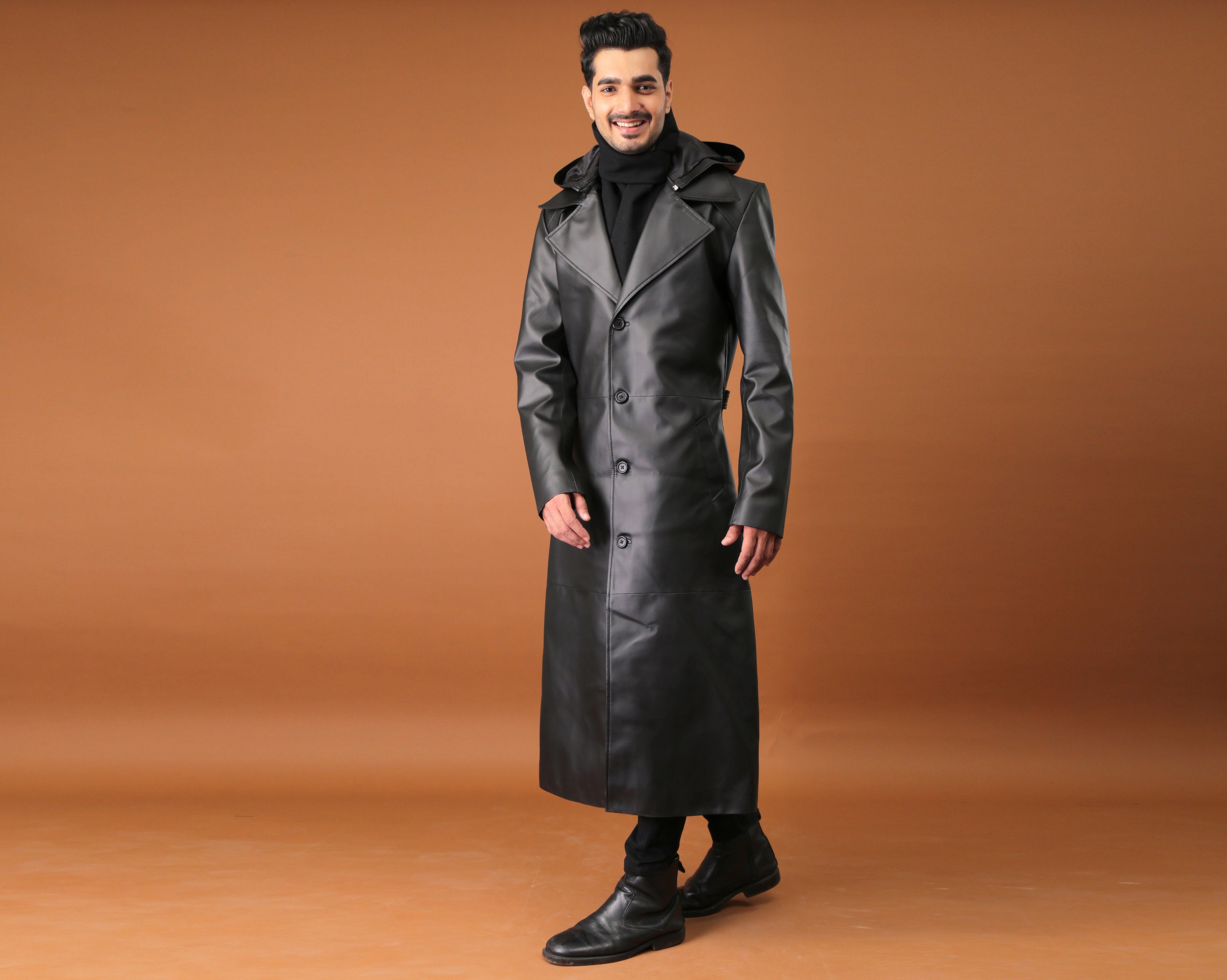 Floor length coat with hood clearance