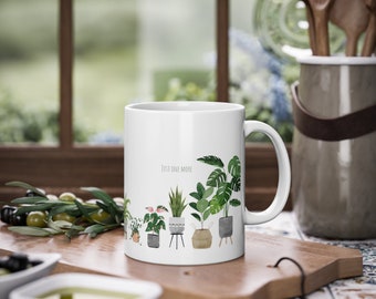 Geschenk Tasse mit Zimmerpflanzen, Tasse für Pflanzenliebhaber, Pflanzenmotiv Tasse, Just one more Tasse