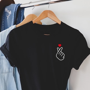 Korean finger love symbol t-shirt, Korean finger heart, Kpop, cute K-Pop tee, k-pop shirt, kpop shirt, Finger Heart Tee. For him and for her