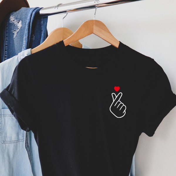 Korean finger love symbol t-shirt, Korean finger heart, Kpop, cute K-Pop tee, k-pop shirt, kpop shirt, Finger Heart Tee. For him and for her