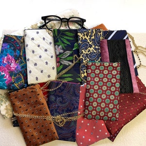Etui à lunettes, étui à lunettes, étui à lunettes tour de cou, étui à lunettes cravates et tissu recyclés, étui à lunettes en tissu ou soie