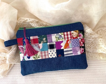 Patchwork clutch bag, Women's clutch bag, Fabric clutch bag, Fabric pouch, Handbag, Mini bag, Makeup bag, Clutch bag, Handmade clutch bag