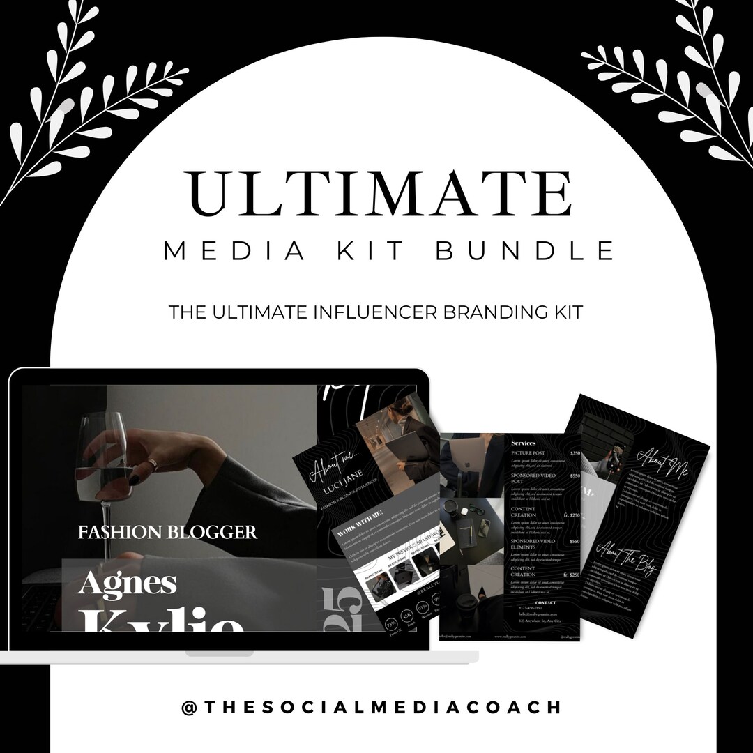 Black & White Influencer Media Kit for Instagram Social Media - Canva ...