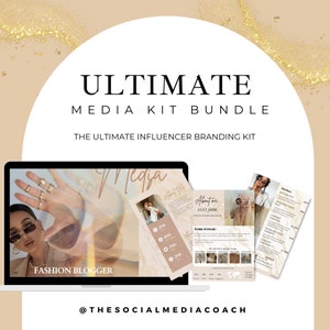 Plantilla de redes sociales de Canva del kit de medios de Instagram dorado - Plantilla de kit de medios de influencer de Instagram de lámina dorada editable