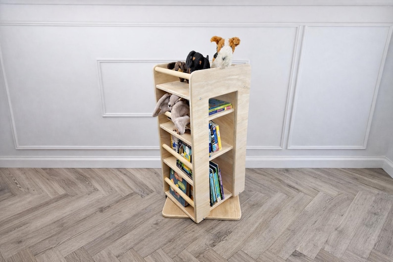Deluxe | Rotating bookcase | bookshelf | toy storage | babyroom | softwood | swivel base image 2