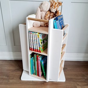 Classic Rotating Bookcase Bookshelf Toy Storage Babyroom Hardwood
