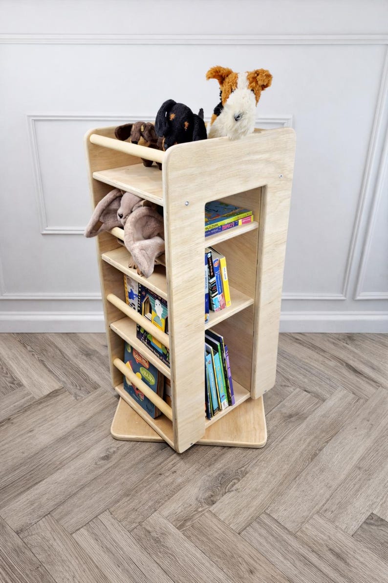 Deluxe | Rotating bookcase | bookshelf | toy storage | babyroom | softwood | swivel base image 7