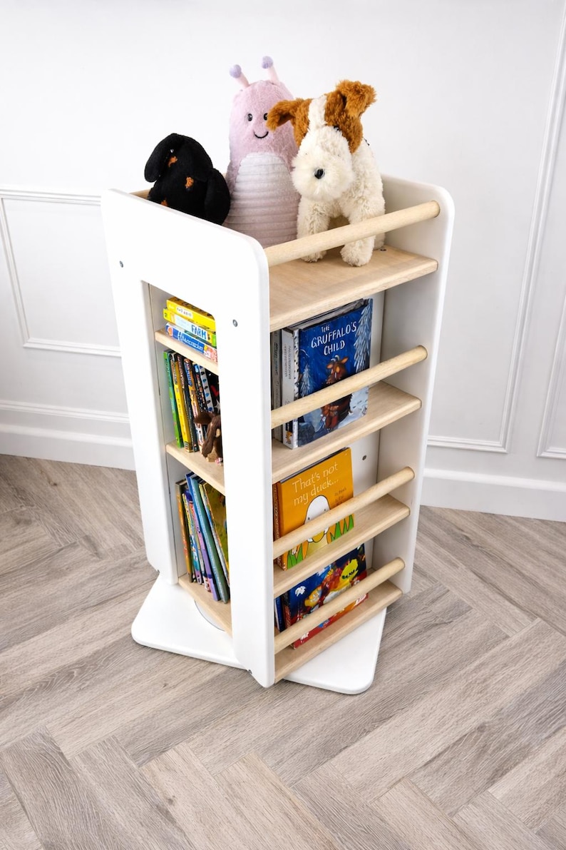 Deluxe | Rotating bookcase | bookshelf | toy storage | babyroom | softwood | swivel base image 1