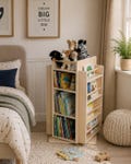 Rotating Montessori Bookshelf | Sustainable Hardwood Kids Toy Storage