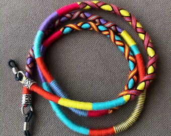 Multicolor Acrylic Yarn Sunglasses Chain: Boho Eyeglasses Holder (80cm)