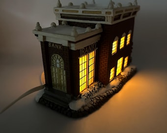 2002 Hawthorne Village Terry Redlin Winter Memories Collection &quot;First National Bank&quot;